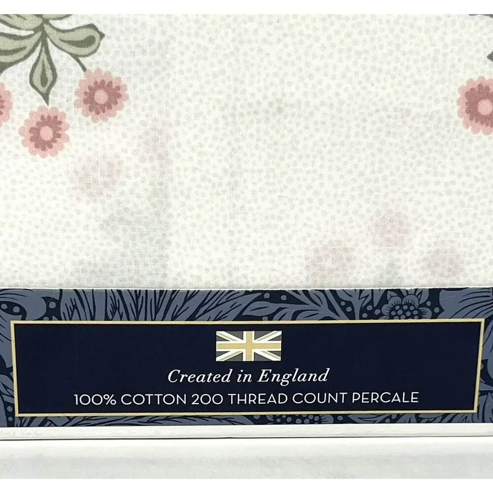 WILLIAM MORRIS Woodland Coral KING Pillowcases 2 Cotton Percale NIP